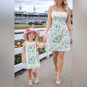 Lilly Pulitzer Originals Girl’s Del Mar Giddy Up Shift Sz 6 Kentucky Derby